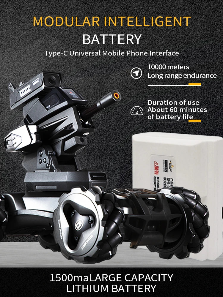 Intelligent RC Battle Tank Toy with Laser Locking -Cool Black/Pearl White, Kids Gift