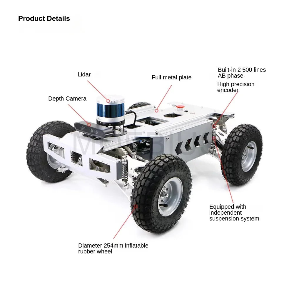Big Load ROS2 Mobile Smart Ackerman Robot Car Chassis SLAM LiDAR Mapping Navigation Raspberry Pi 5 Self-driving Vehicle