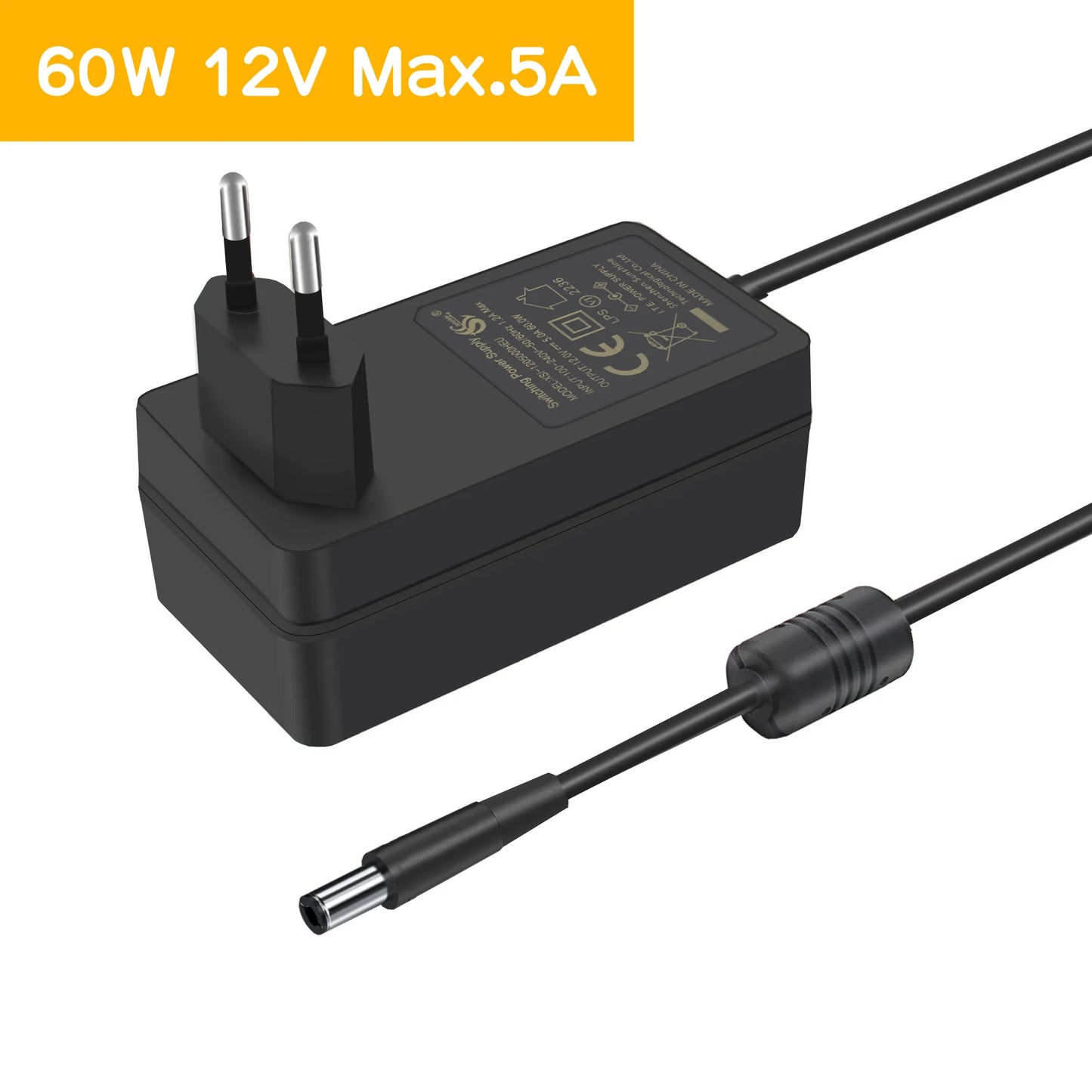 LT-12565521 12V 5A 60W Power Adapter | Power Supply | DC 5.5*2.1mm Jack | for Raspberry Pi X735 V3.0/ X729/ X1009/X-UPS1