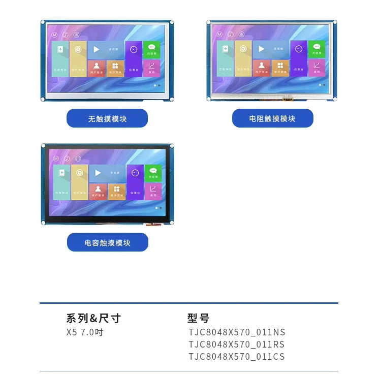 Custom X5 supports audio, video, animation, 7-inch touch display, serial port screen RS232/TTL/RTC