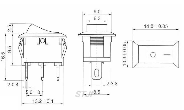 Custom 10pcs ON / OFF Rocker Switch, 117S 2-Pin 250V3A 125V6A ON-OFF Black Plastic 2 Pin