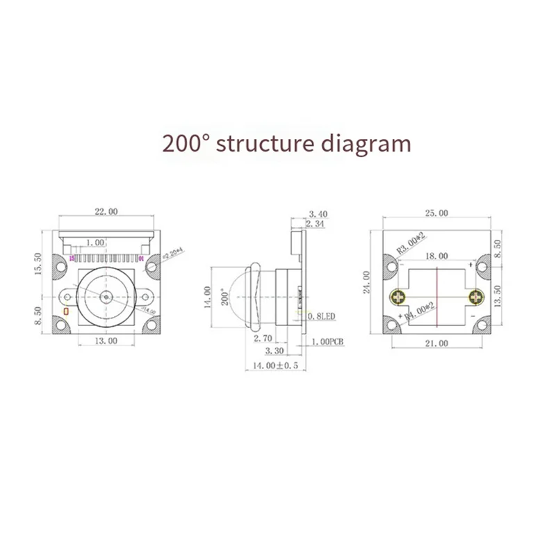 L07A-8MP Camera Module For Raspberry Pi 5 Camera IMX219 200 Degree Viewing Angle CSI Interface Cam
