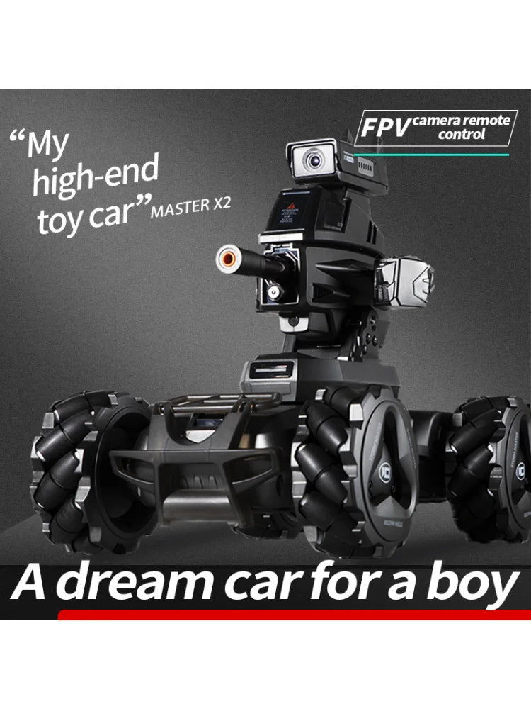 Intelligent RC Battle Tank Toy with Laser Locking -Cool Black/Pearl White, Kids Gift