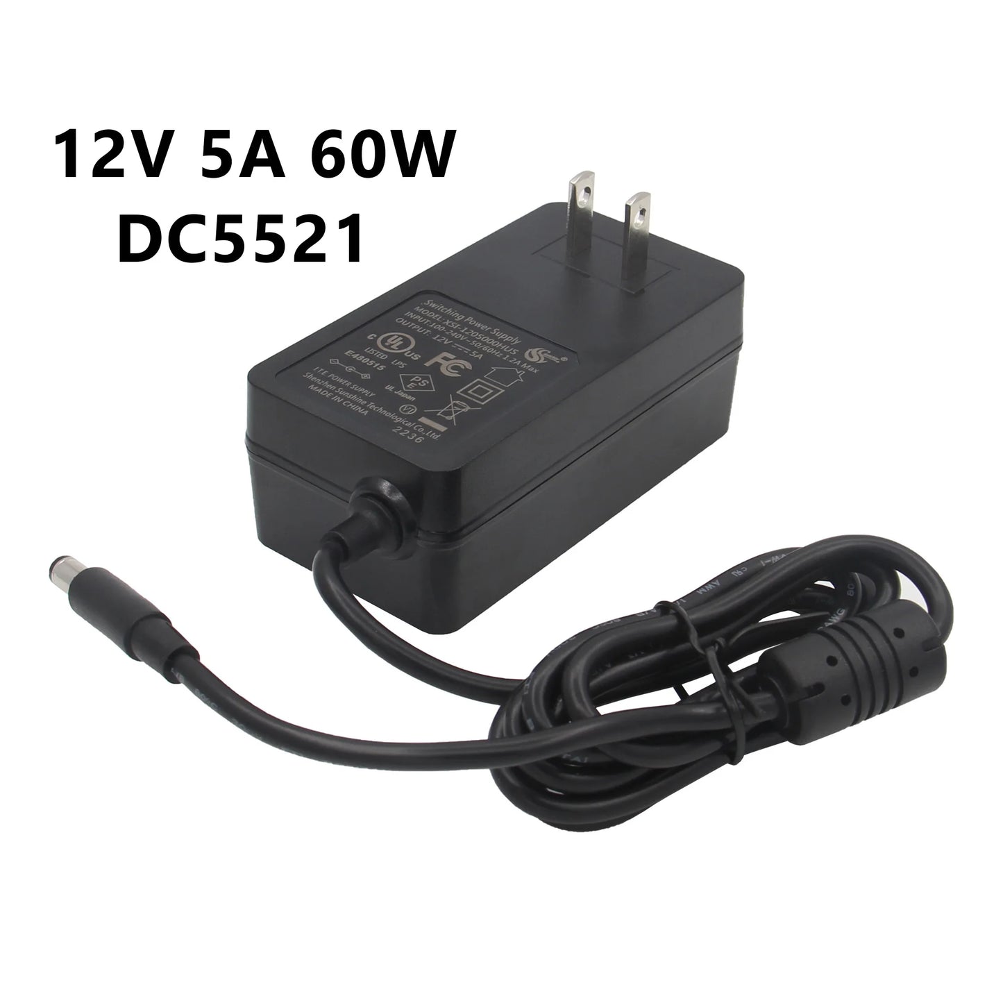 LT-12565521 12V 5A 60W Power Adapter | Power Supply | DC 5.5*2.1mm Jack | for Raspberry Pi X735 V3.0/ X729/ X1009/X-UPS1