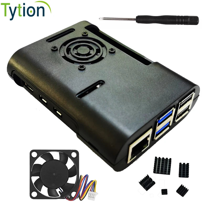 Raspberry Pi 5 ABS Case injection molded shell box 4-pin cooling fan JST PWM speed control active cooling cooler