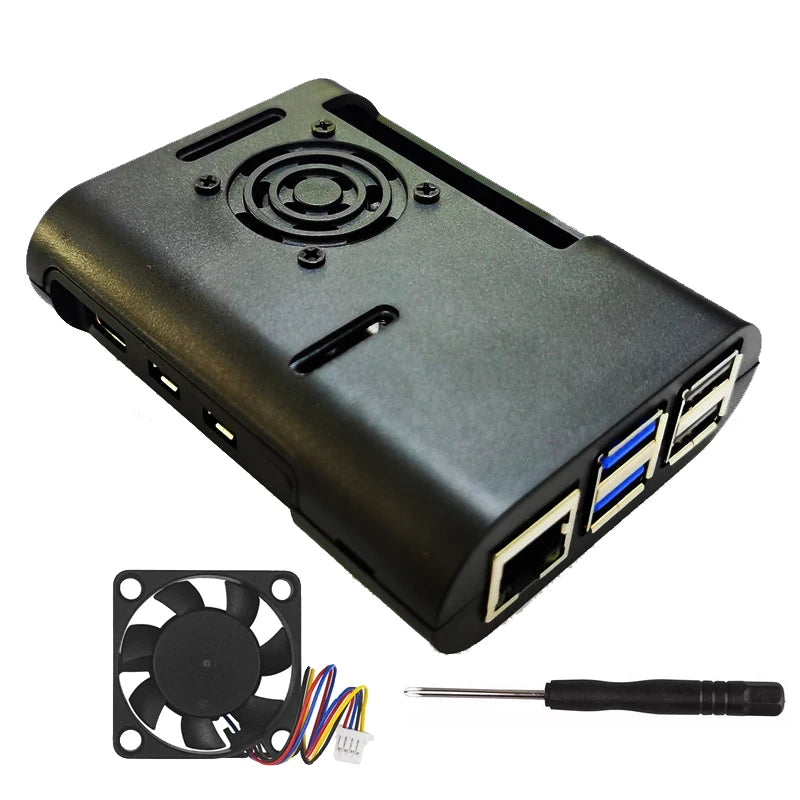 Raspberry Pi 5 ABS Case injection molded shell box 4-pin cooling fan JST PWM speed control active cooling cooler