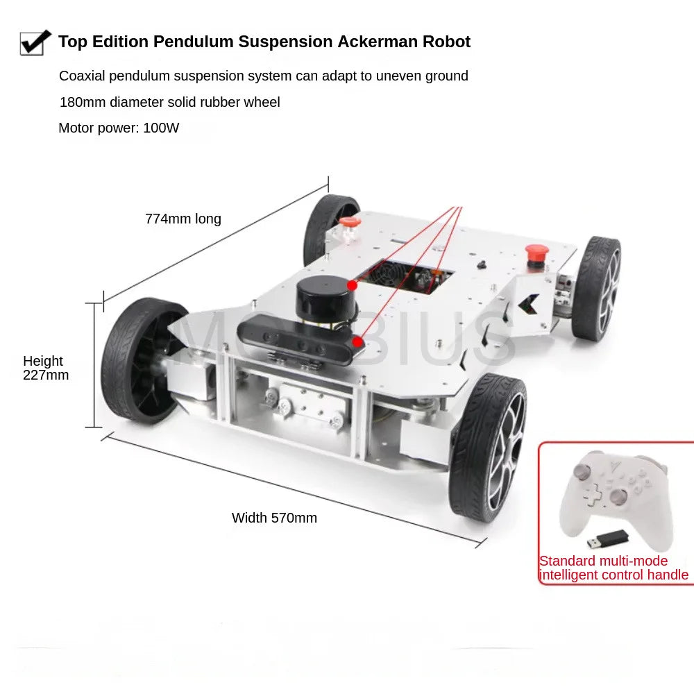 Big Load ROS2 Mobile Smart Ackerman Robot Car Chassis SLAM LiDAR Mapping Navigation Raspberry Pi 5 Self-driving Vehicle