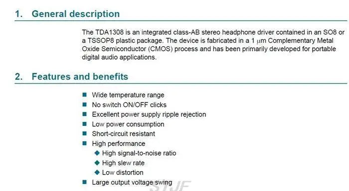 Custom 1308 Class AB stereo headphone driver audio module TDA1308