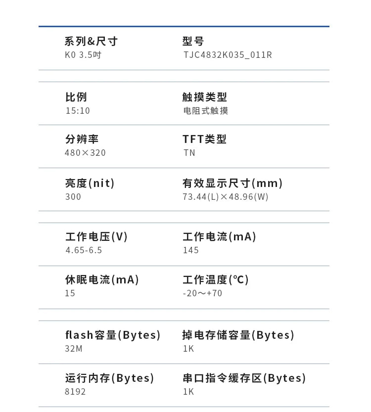 Custom series serial port screen 2.4/2.8/3.5-inch RTC function LCD touch screen