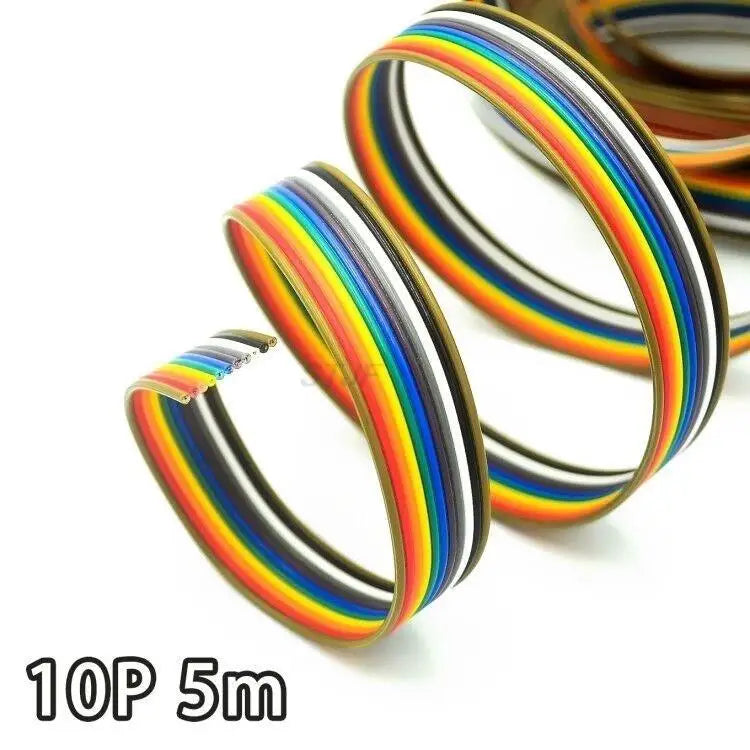 Custom 5meters/lot Ribbon Cable 10 WAY Flat Color Rainbow Ribbon Cable Rainbow Wire 10P 1.27MM pitch For PCB Diy