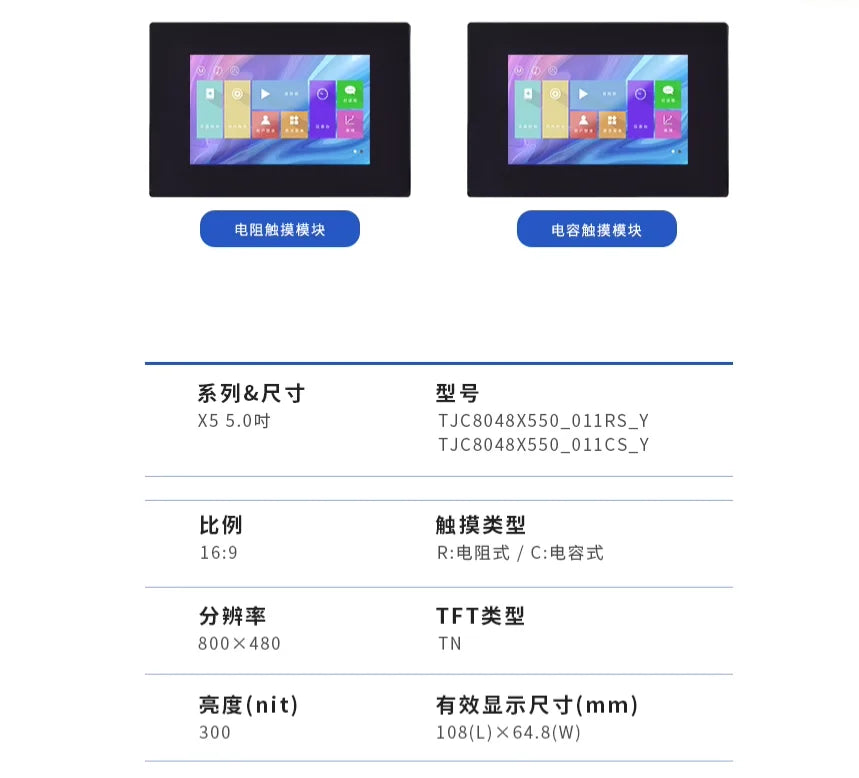 Custom series 5 inch HMI intelligent serial port screen with shell touch screen LCD display supporting TTL or 232/RTC