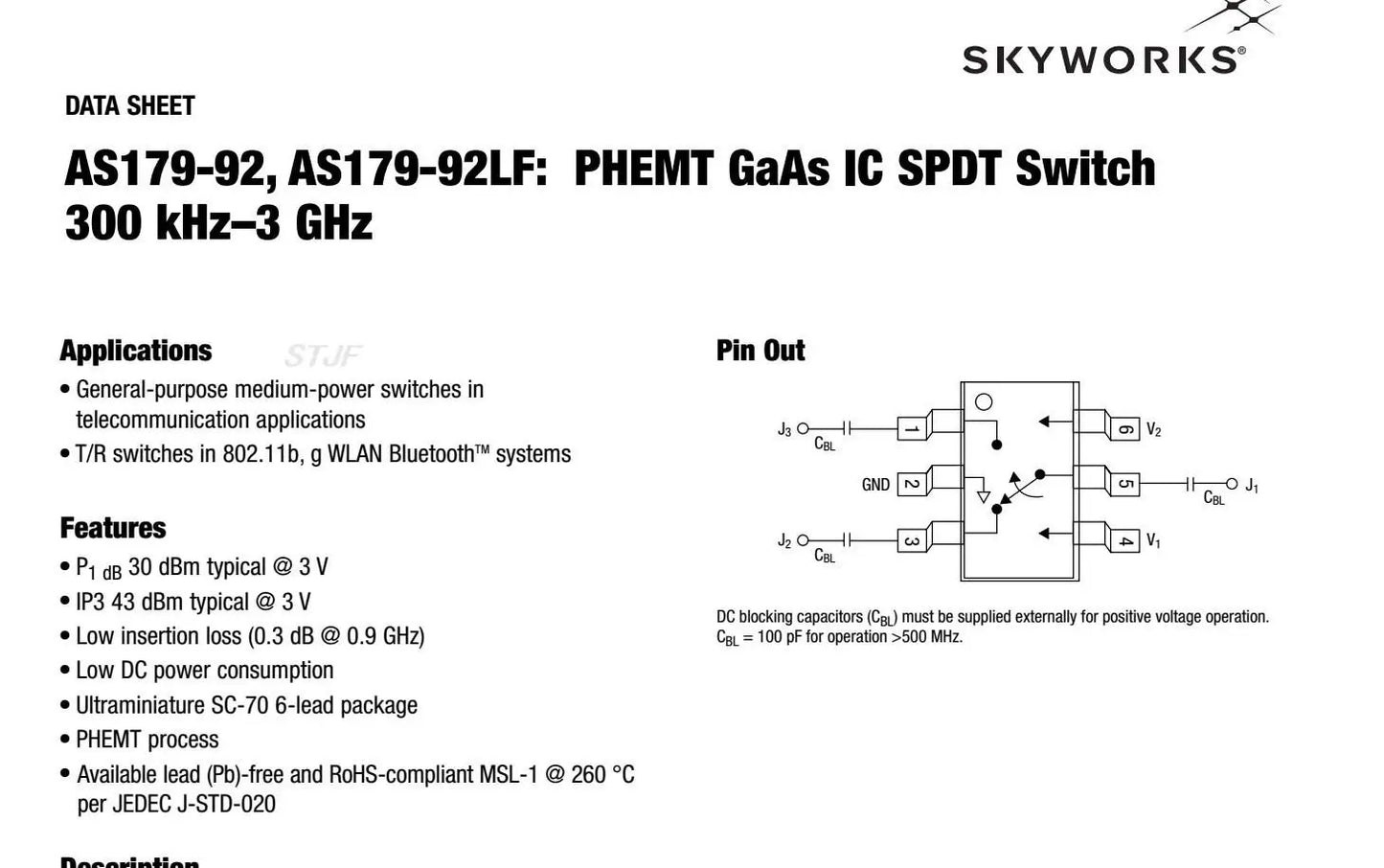 Custom AS179-92LF RF SPDT switch 1W Frequency ( 300KHZ-3GHZ ) FOR Amplifier Ham Radio AS179 RF Switch