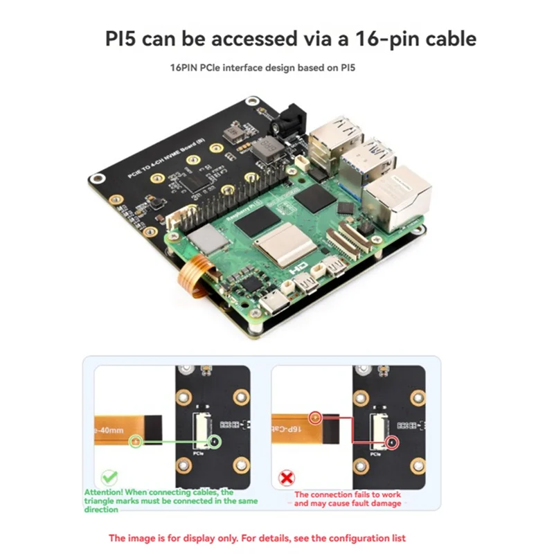 L07A-For Raspberry Pi 5 Pcie To4-CH M.2 Nvme Adapter Board Compatible With2280/2260/2242/2230 M.2 Hard Drives Forpi5 US Plug