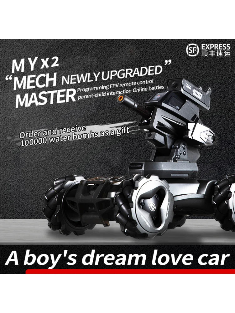 Intelligent RC Battle Tank Toy with Laser Locking -Cool Black/Pearl White, Kids Gift