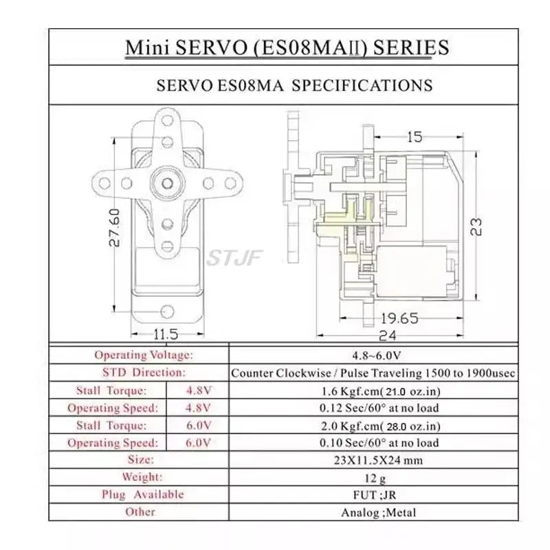 Custom EMAX ES08MA ES08MAII 12g Mini Metal Gear Analog Servo for Rc Hobbies Car Boat Helicopter Airplane Rc Robot