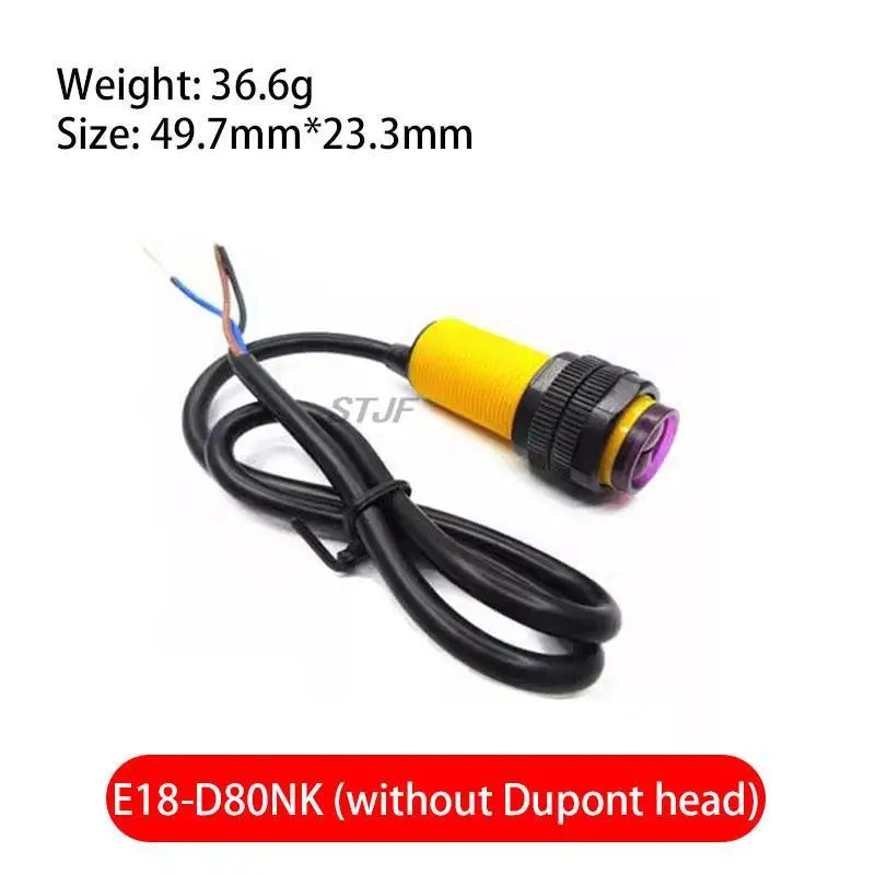 Custom Smart Car Robot E18-D80NK Infrared Obstacle Avoidance Photoelectric Sensor Proximity Switch 3-80cm Detection Range Adjustable