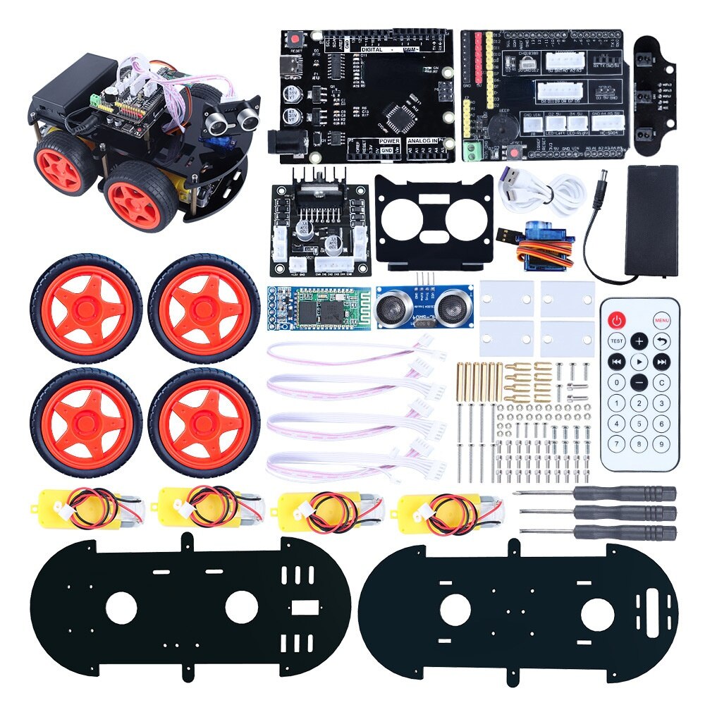 Smart Car Robot Set Bot DIY Bluetooth Remote Control Robot Entry Arduino Kit customize