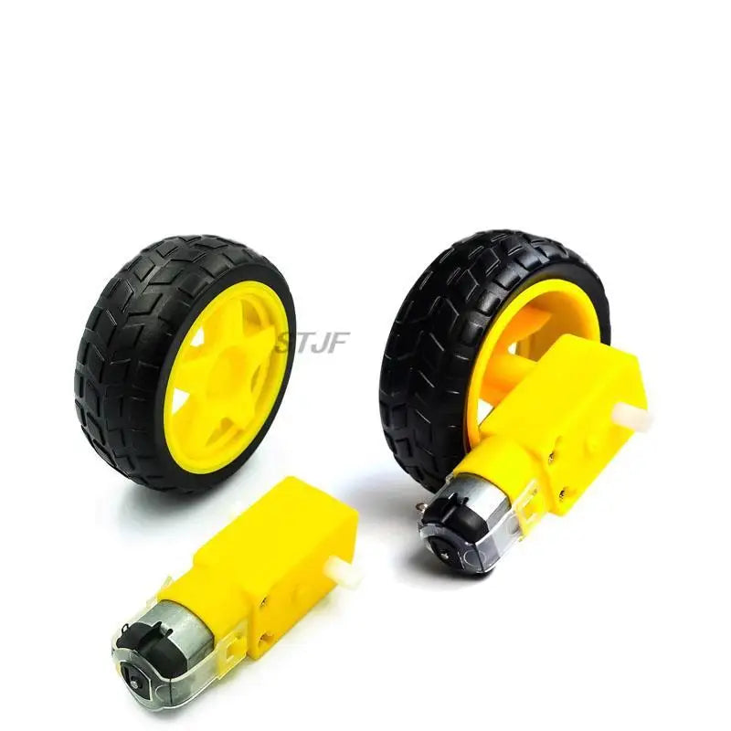 Custom Smart car chassis Robot tire + DC gear motor set Wheel Motor TT Motor DC3V-6V geared motor Rubber wheel