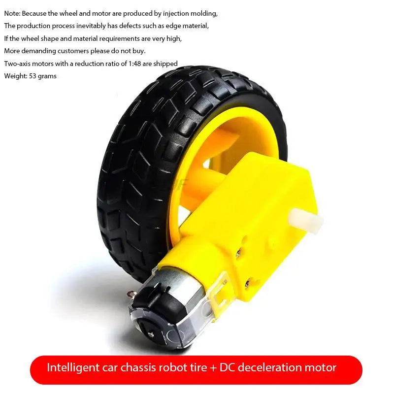 Custom Smart car chassis Robot tire + DC gear motor set Wheel Motor TT Motor DC3V-6V geared motor Rubber wheel