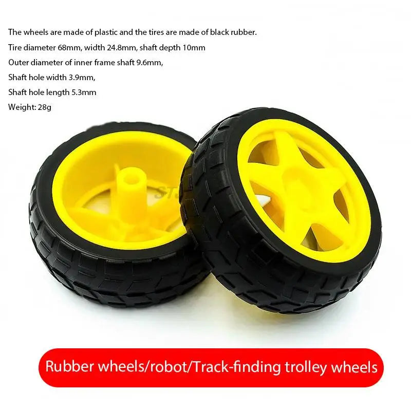 Custom Smart car chassis Robot tire + DC gear motor set Wheel Motor TT Motor DC3V-6V geared motor Rubber wheel