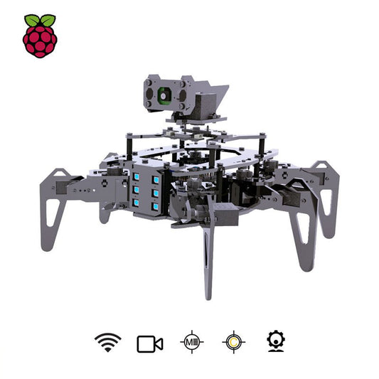 Steam raspberry pie hexapod robot Python programmable mobile phone app to control small probe robot customize