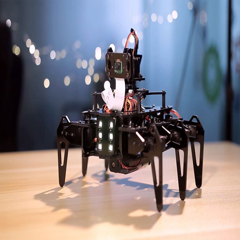 Steam raspberry pie hexapod robot Python programmable mobile phone app to control small probe robot customize