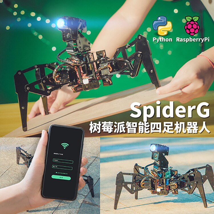 Stem Quadruped Spider Raspberry Pi Robot Python Programming Mobile App Control Large Probe Robot customize