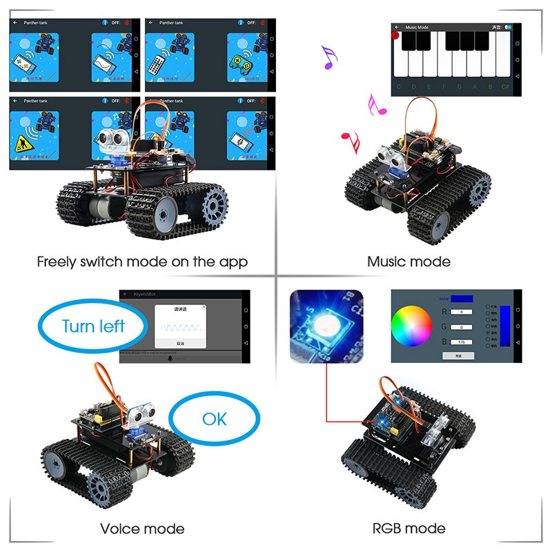 Tank Robot for Arduino Starter Kit Smart Car With Lesson APP RC Robotics Learning Kit Educational STEM Toys For Children customize