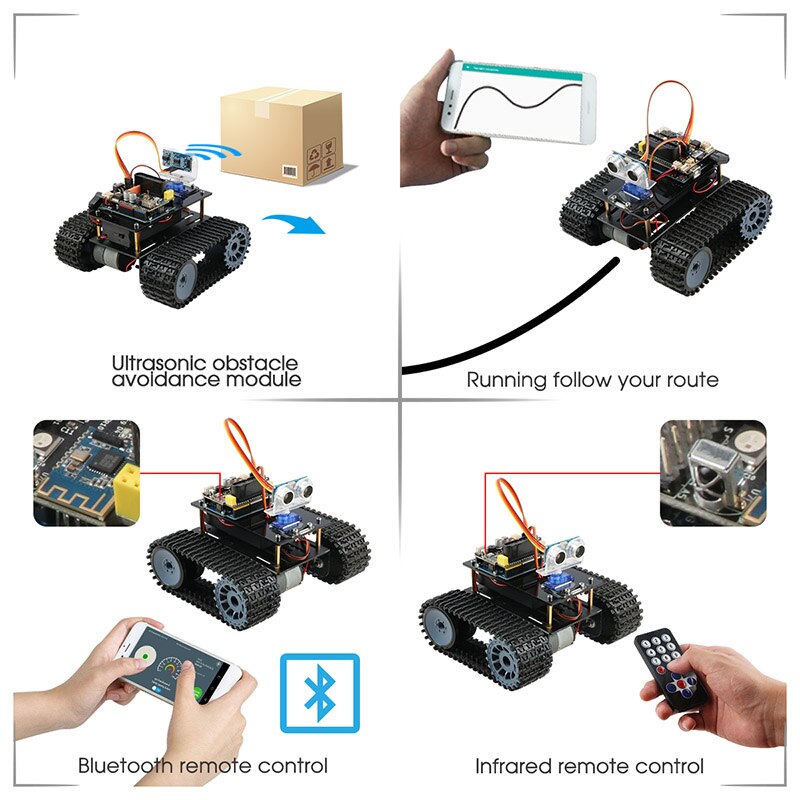 Tank Robot for Arduino Starter Kit Smart Car With Lesson APP RC Robotics Learning Kit Educational STEM Toys For Children customize