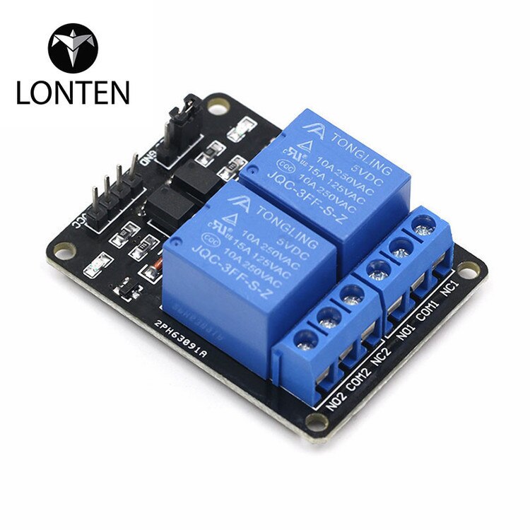 Two-way 5V relay module with optocoupler isolation protection low-leve ...