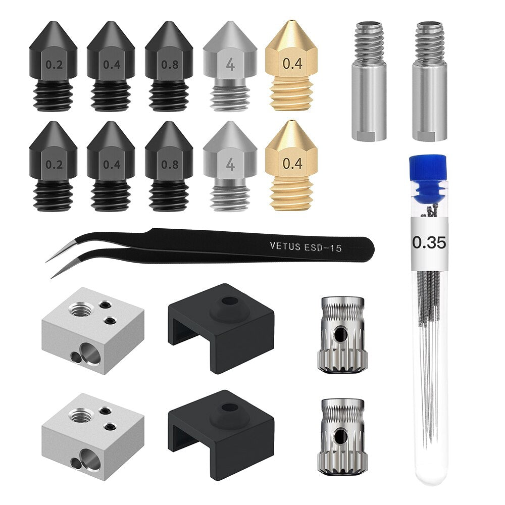 3D Printer nozzle MK8 aluminum block tool tweezers 0.35mm cleaning needle MK8 sock extrusion wheel for 3D Printer Bluer customize