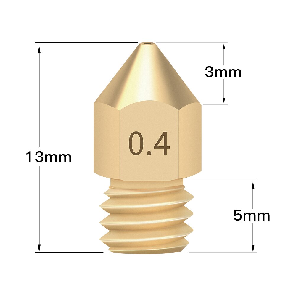 Custom 5/10PCS Mk8 Nozzle 1.75MM Nozzle For 3D Printer CR10 CR10S Ender-3 Pro Extruder Brass Nozzle 0.2/0.3/0.4/0.5/0.6/0.8mm