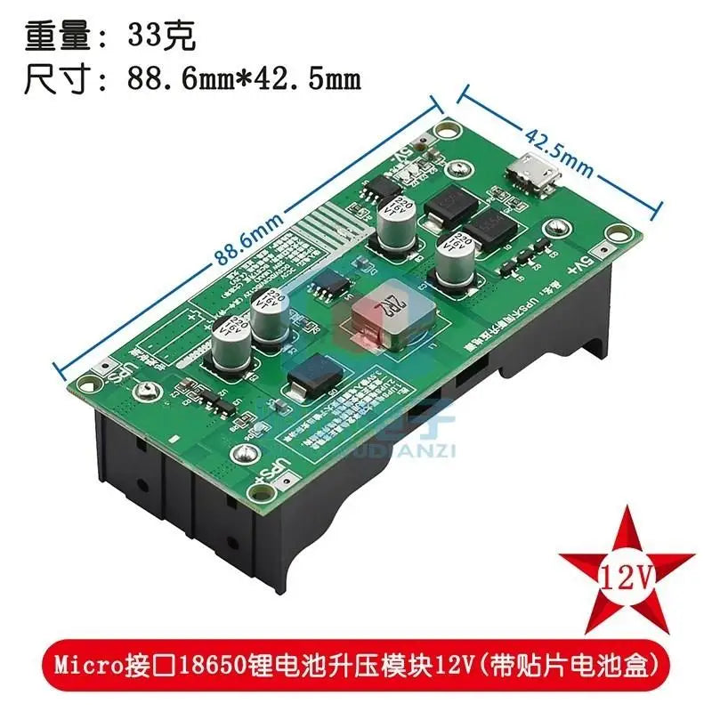 Custom Type-C 15W 3A 18650 Lithium Battery Charger Module DC-DC Step Up Booster Fast Charge UPS Power Supply / Converter 5V 9V 12V