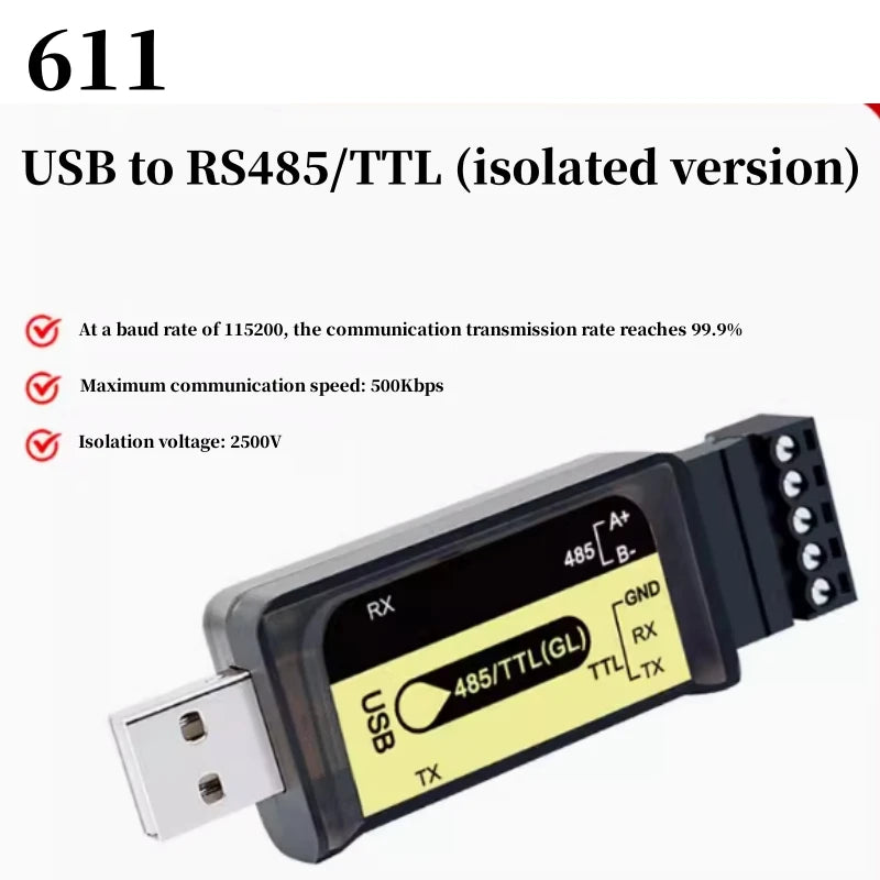 Custom USB to 485/TTL serial cable industrial 232 to interface communication TVS transient protection bidirectional code converter