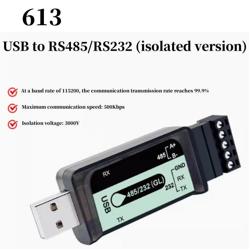 Custom USB to 485/TTL serial cable industrial 232 to interface communication TVS transient protection bidirectional code converter