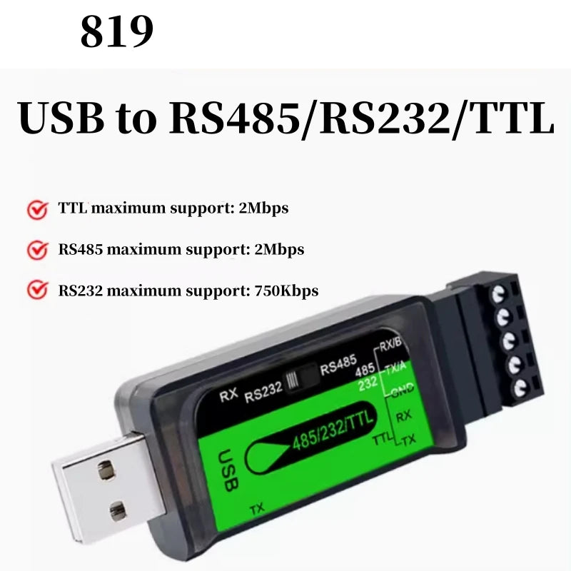 Custom USB to 485/TTL serial cable industrial 232 to interface communication TVS transient protection bidirectional code converter