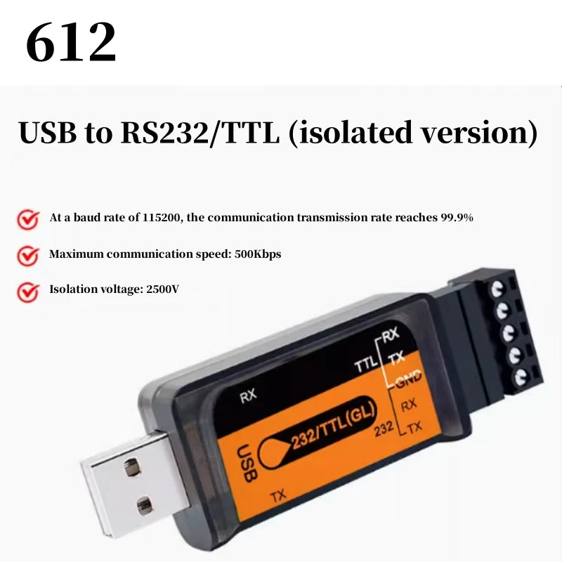 Custom USB to 485/TTL serial cable industrial 232 to interface communication TVS transient protection bidirectional code converter
