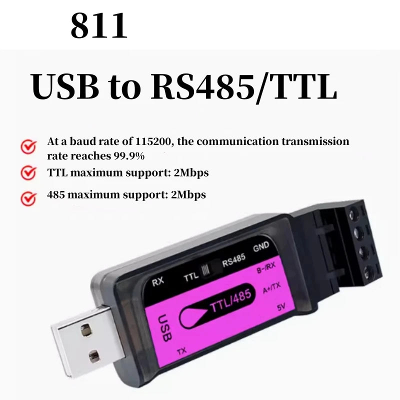 Custom USB to 485/TTL serial cable industrial 232 to interface communication TVS transient protection bidirectional code converter