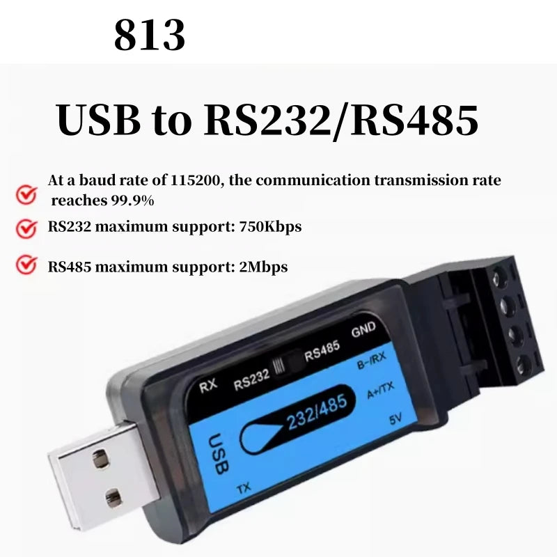 Custom USB to 485/TTL serial cable industrial 232 to interface communication TVS transient protection bidirectional code converter