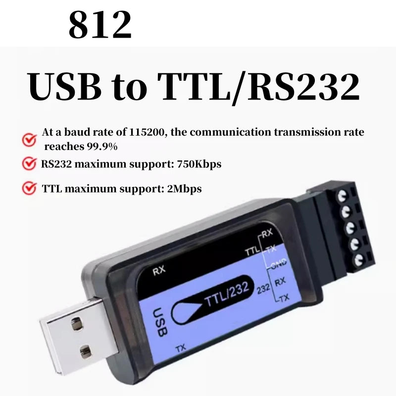Custom USB to 485/TTL serial cable industrial 232 to interface communication TVS transient protection bidirectional code converter