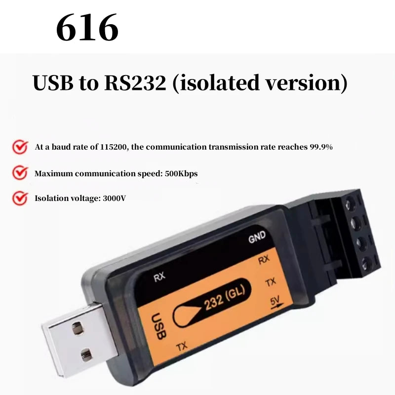 Custom USB to 485/TTL serial cable industrial 232 to interface communication TVS transient protection bidirectional code converter