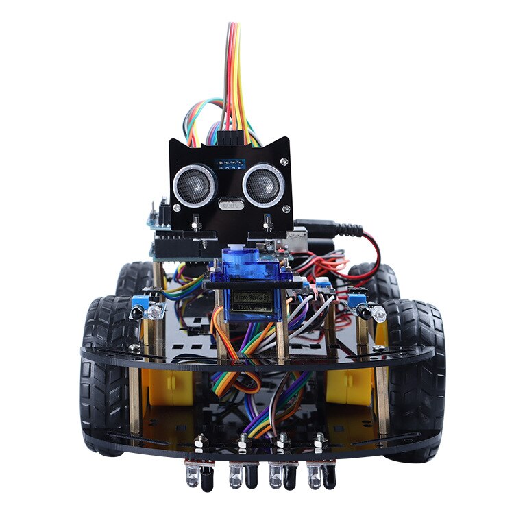 Ultrasonic Infrared Obstacle Avoidance Smart Car Set Tracing Obstacle Avoidance Arduino Car Programming Kit customize