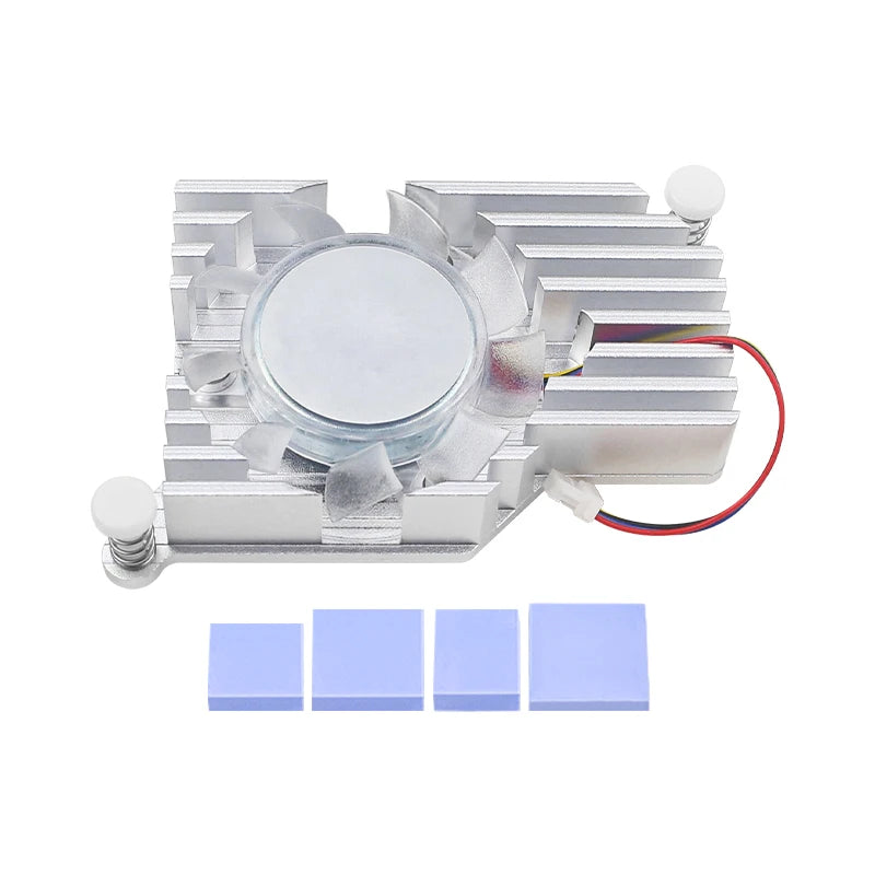 Custom Upgraded CPU Active Cooler for     Pi 5 Aluminum Fin Design Larger Heat Dissipation Area JST PWM Fan Silicone Heatsink