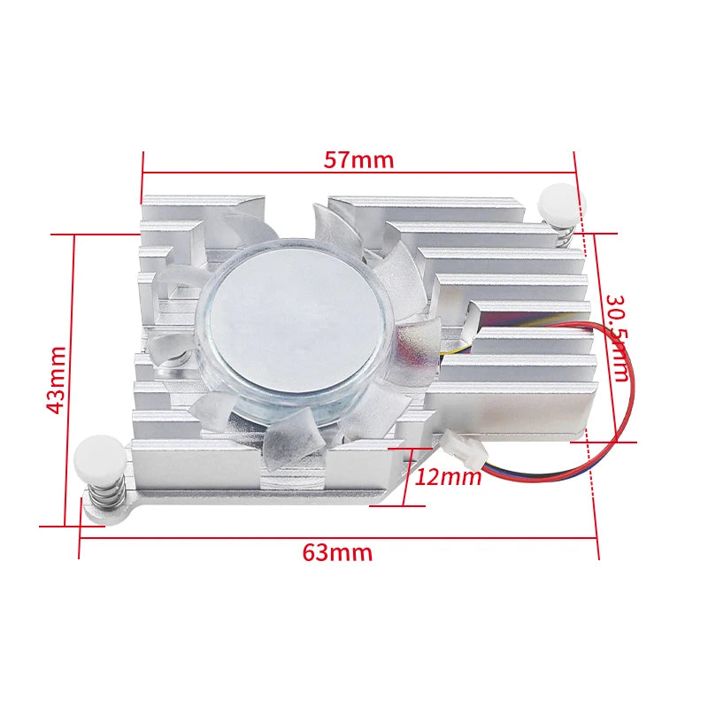 Custom Upgraded CPU Active Cooler for     Pi 5 Aluminum Fin Design Larger Heat Dissipation Area JST PWM Fan Silicone Heatsink
