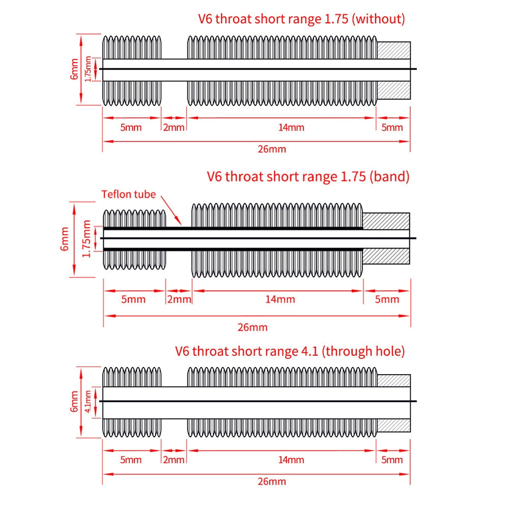 V6 Throat Heatbreak Short Heat Break Titanium PTFE All-Metal  M6 for 1.75mm 3mm Filament 3D Printer Extruder Hotend Volcano customize