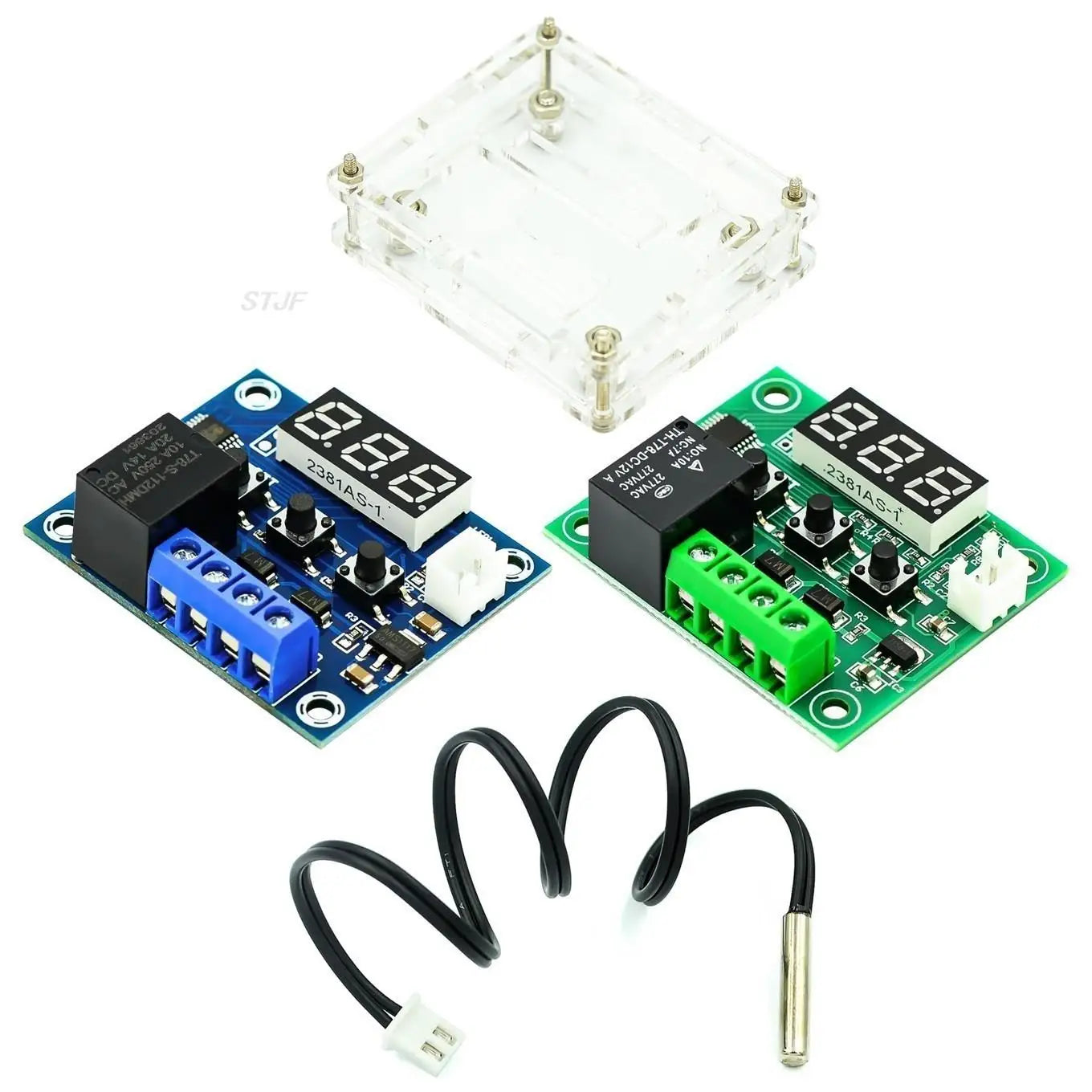 Custom W1209 Blue/Red light  DC 12V digital temperature controllear thermostat temperature control thermostat switch plate W1209 case