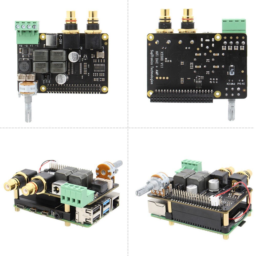 X5500 HiFi DAC+AMP Expansion Board Support X872/X710/X850/X860 Compatible with Raspberry Pi 4B/3B+/3B customize