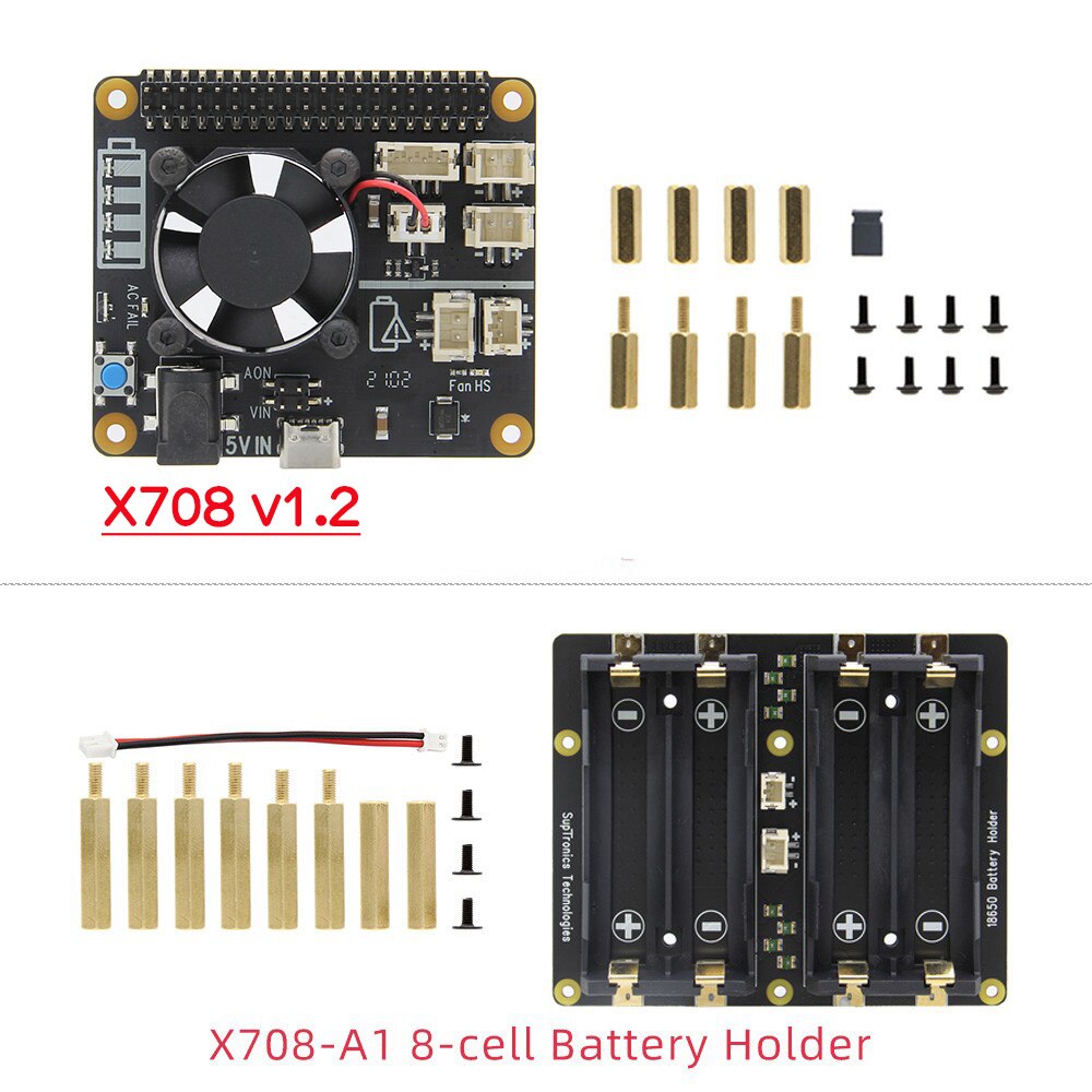 X708 UPS & Power Management Board with Cooling Fan ,AC Power Loss Detection, Auto On & Safe Shutdown Function for Raspberry Pi customize