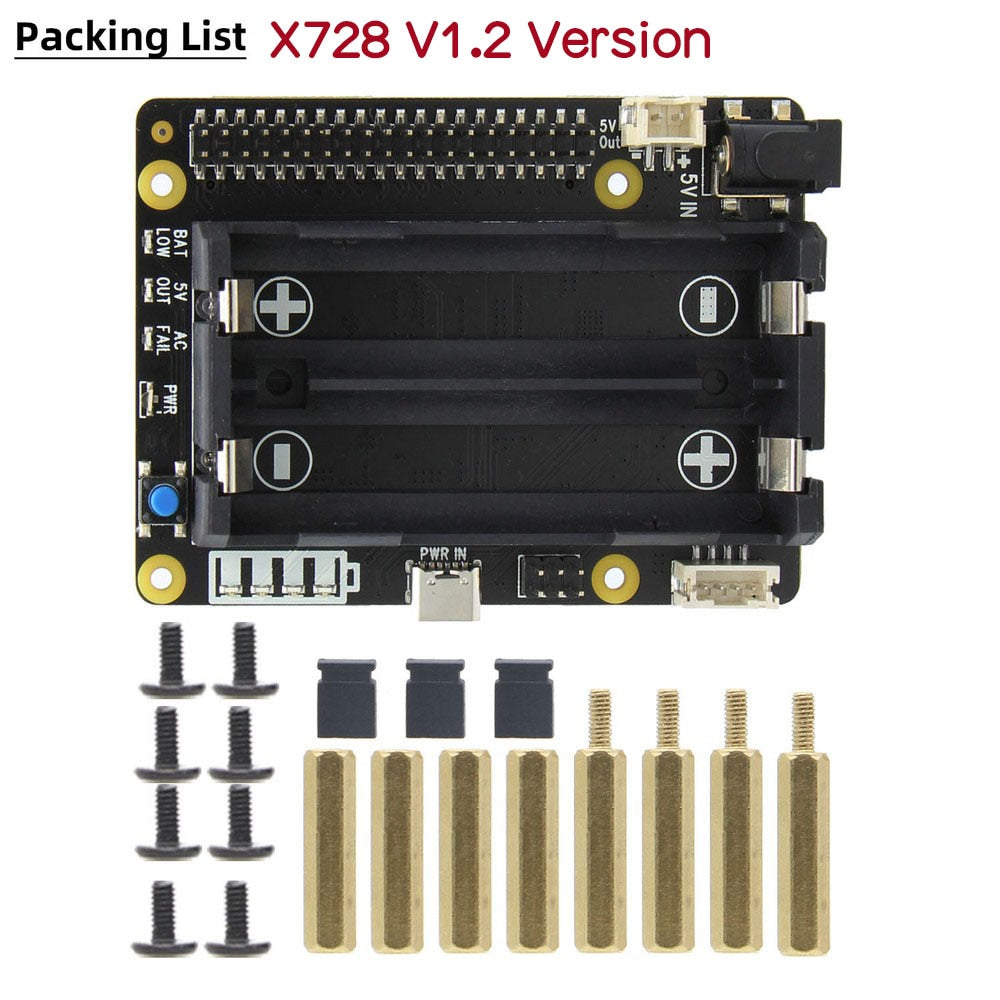 X728 V1.2 UPS HAT& Power Management Board with AC Power Loss Detection, Auto On & Safe Shutdown Function for Raspberry Pi 4B/3B+ customize