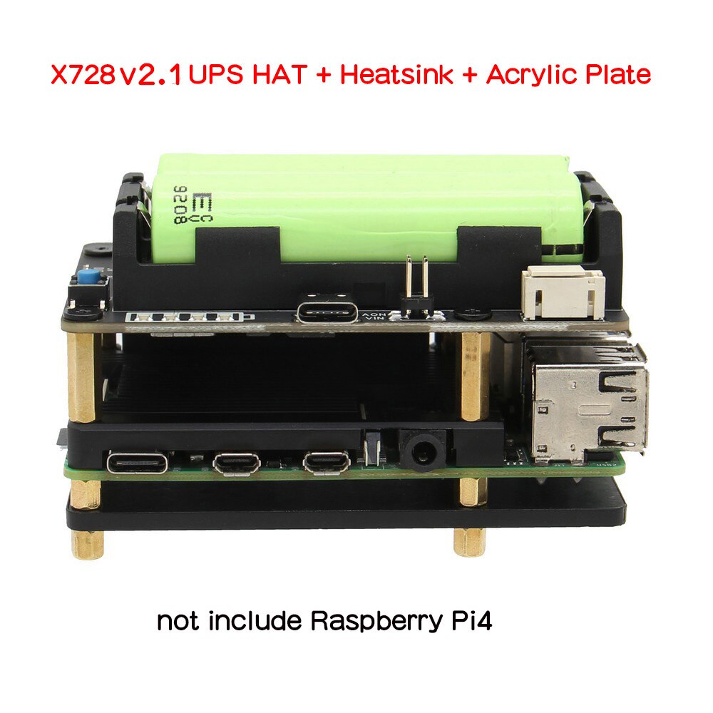 X728 V2.1 UPS HAT& Power Management Board + Heatsink for Raspberry Pi 4B/3B+/3B customize